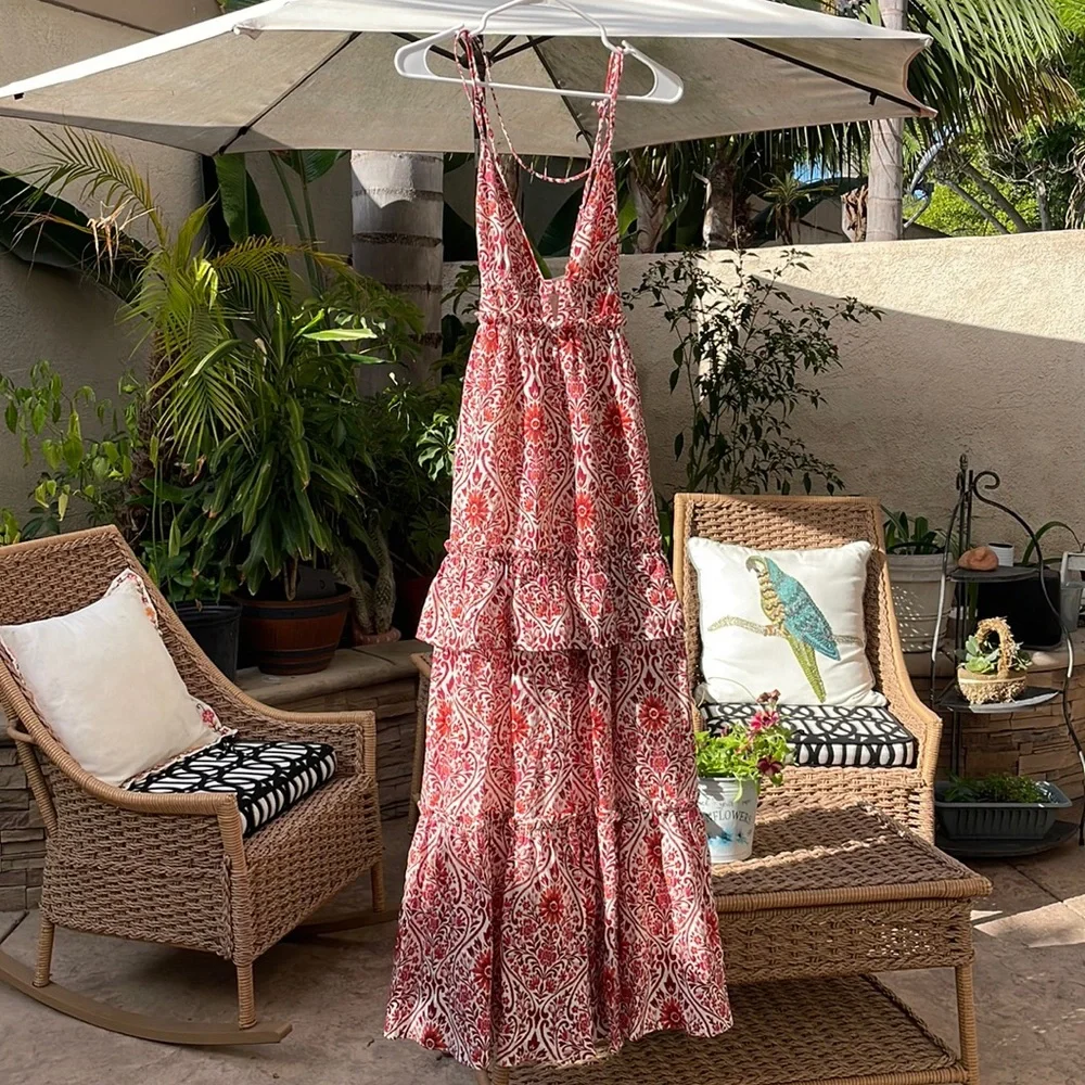 Cami NYC Red and White Printed Maxi Dress - Picture 4 of 9